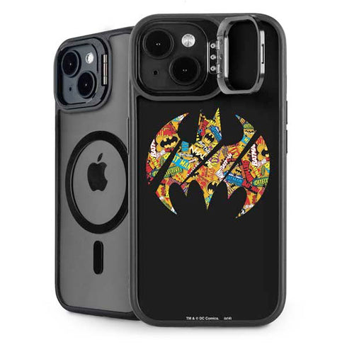 DC Comics Batman Silhouette Logo Vintage Pattern iPhone 15 Kickstand Case