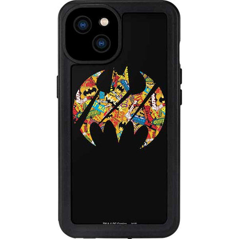 DC Comics Batman Silhouette Logo Vintage Pattern iPhone 15 Plus Waterproof Case