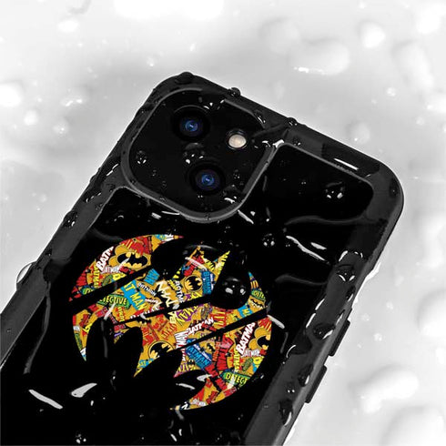 DC Comics Batman Silhouette Logo Vintage Pattern iPhone 15 Plus Waterproof Case