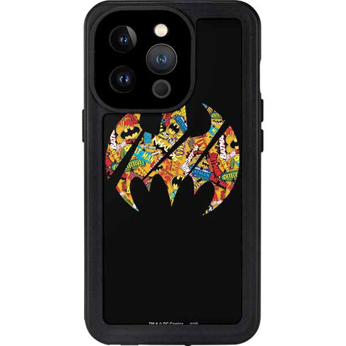 DC Comics Batman Silhouette Logo Vintage Pattern iPhone 15 Pro Waterproof Case