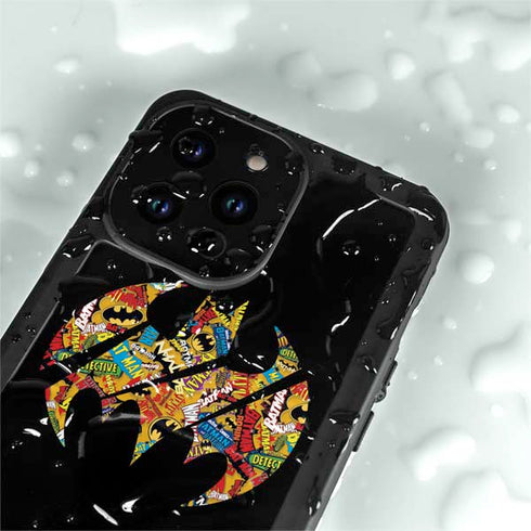 DC Comics Batman Silhouette Logo Vintage Pattern iPhone 15 Pro Waterproof Case