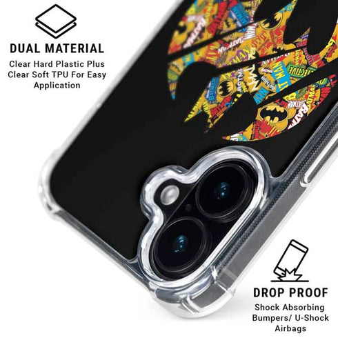 DC Comics Batman Silhouette Logo Vintage Pattern iPhone 16 Clear Case
