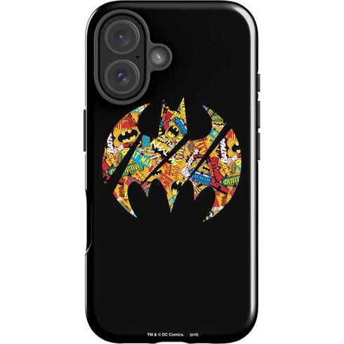 DC Comics Batman Silhouette Logo Vintage Pattern iPhone 16 Impact Case