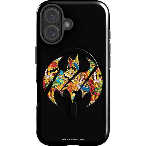 DC Comics Batman Silhouette Logo Vintage Pattern iPhone 16 Magsafe Impact Case