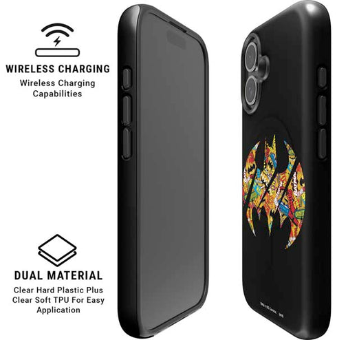 DC Comics Batman Silhouette Logo Vintage Pattern iPhone 16 Plus Magsafe Impact Case