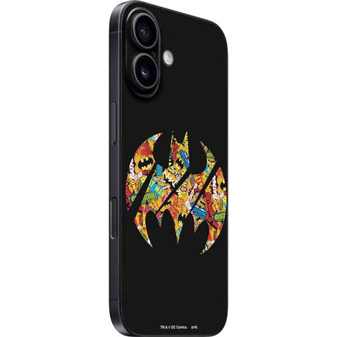 DC Comics Batman Silhouette Logo Vintage Pattern iPhone 16 Plus Skin