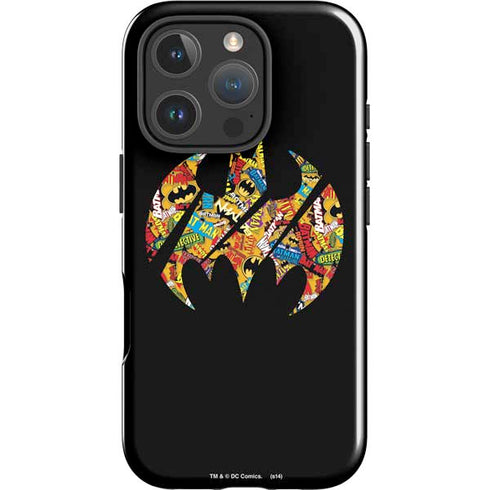 DC Comics Batman Silhouette Logo Vintage Pattern iPhone 16 Pro Impact Case