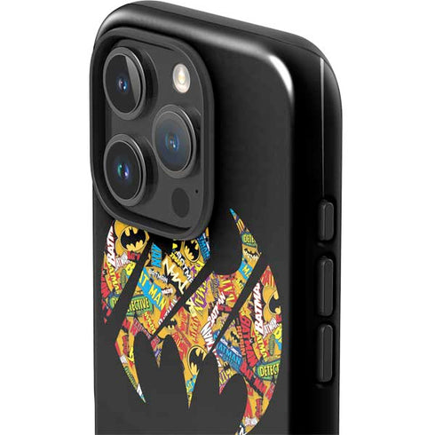 DC Comics Batman Silhouette Logo Vintage Pattern iPhone 16 Pro Impact Case