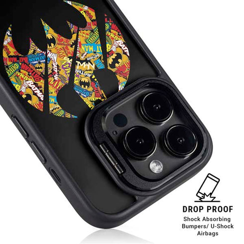 DC Comics Batman Silhouette Logo Vintage Pattern iPhone 16 Pro Kickstand Case