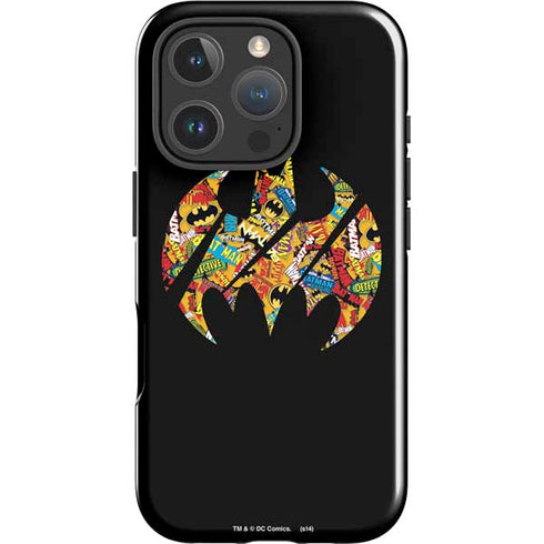 DC Comics Batman Silhouette Logo Vintage Pattern iPhone 16 Pro Max Impact Case