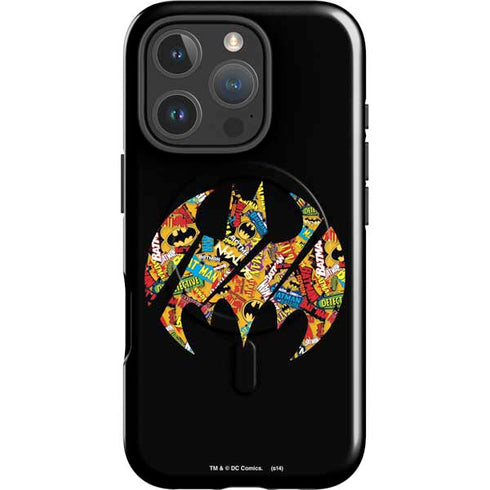 DC Comics Batman Silhouette Logo Vintage Pattern iPhone 16 Pro Max Magsafe Impact Case