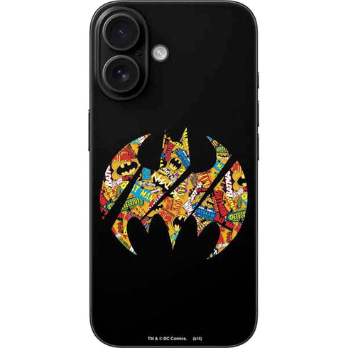 DC Comics Batman Silhouette Logo Vintage Pattern iPhone 16 Skin