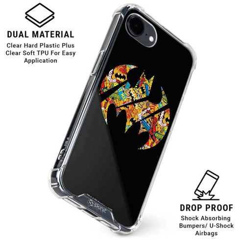 DC Comics Batman Silhouette Logo Vintage Pattern iPhone 16e Clear Case