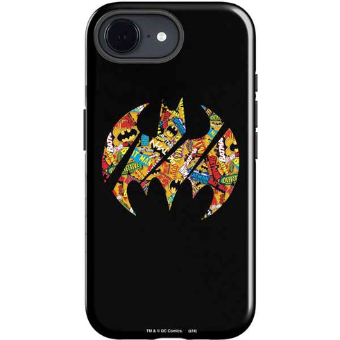 DC Comics Batman Silhouette Logo Vintage Pattern iPhone 16e Impact Case