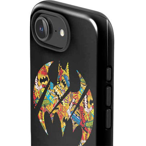 DC Comics Batman Silhouette Logo Vintage Pattern iPhone 16e Impact Case