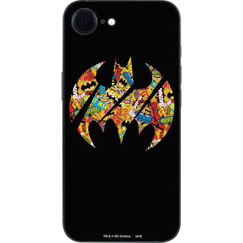 DC Comics Batman Silhouette Logo Vintage Pattern iPhone 16e Skin