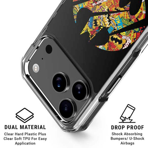 DC Comics Batman Silhouette Logo Vintage Pattern iPhone 18 Pro Clear Case