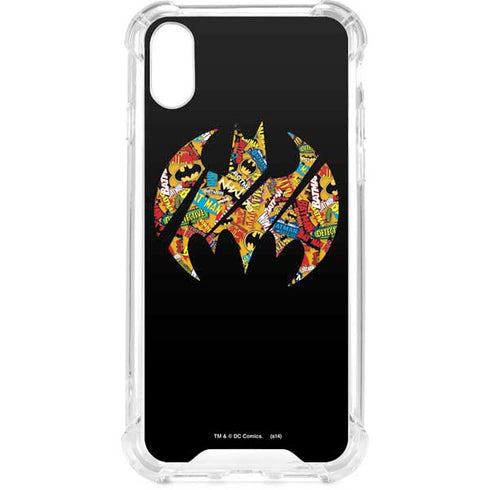 DC Comics Batman Silhouette Logo Vintage Pattern iPhone XS Clear Case