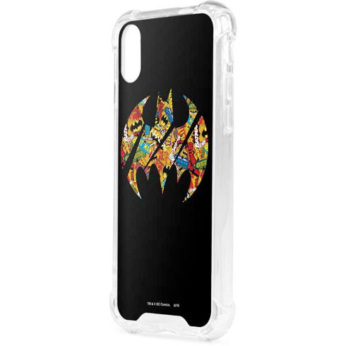 DC Comics Batman Silhouette Logo Vintage Pattern iPhone XS Clear Case