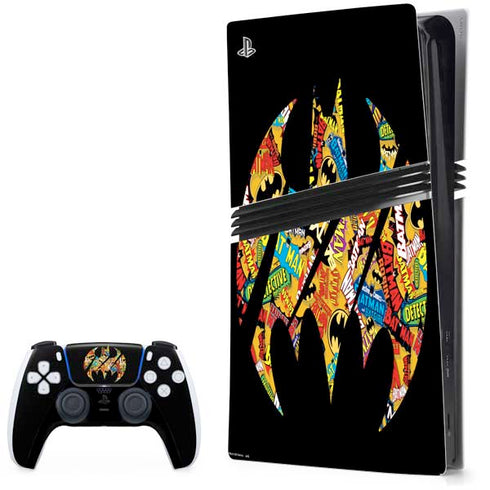 DC Comics Batman Silhouette Logo Vintage Pattern PS5 Pro Bundle Skin