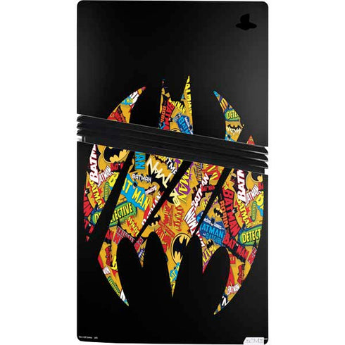 DC Comics Batman Silhouette Logo Vintage Pattern PS5 Pro Bundle Skin