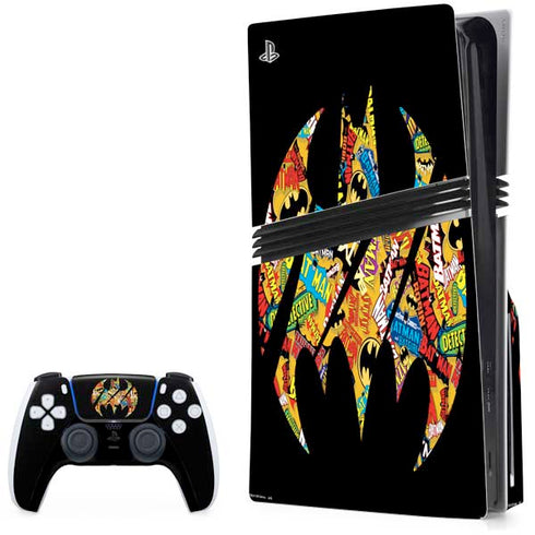 DC Comics Batman Silhouette Logo Vintage Pattern PS5 Pro Disk Bundle Skin