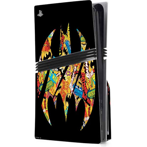 DC Comics Batman Silhouette Logo Vintage Pattern PS5 Pro Disk Console Skin