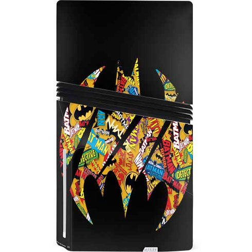 DC Comics Batman Silhouette Logo Vintage Pattern PS5 Pro Disk Console Skin