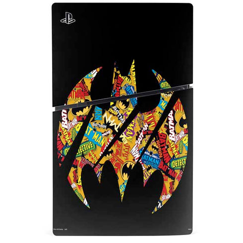 DC Comics Batman Silhouette Logo Vintage Pattern PS5 Slim Digital Edition Console Skin