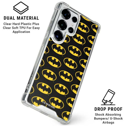 DC Comics Batman Logo Pattern Galaxy S25 Ultra Clear Case