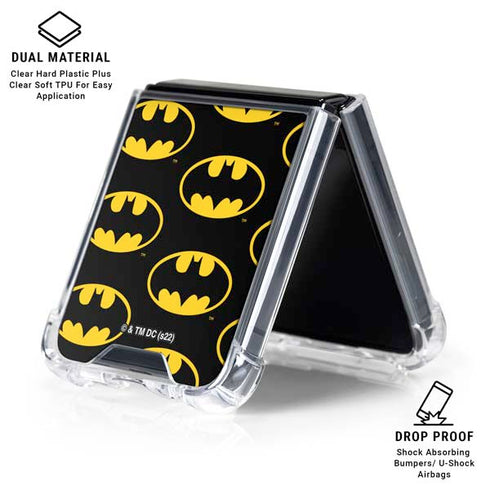 DC Comics Batman Logo Pattern Galaxy Z Flip6 Clear Case