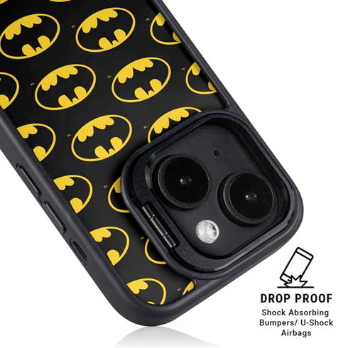 DC Comics Batman Logo Pattern iPhone 14 Plus Kickstand Case