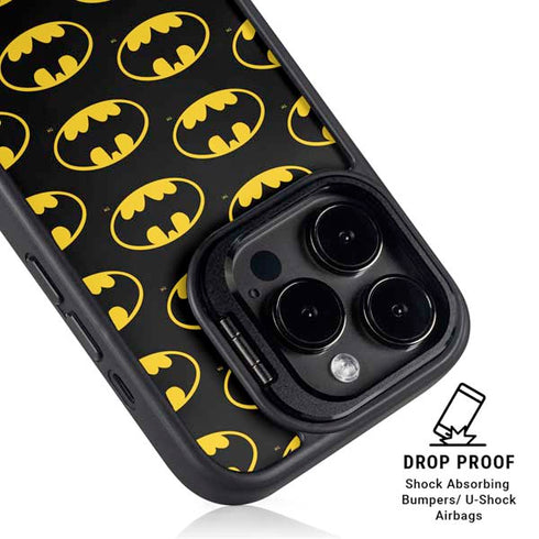 DC Comics Batman Logo Pattern iPhone 14 Pro Kickstand Case