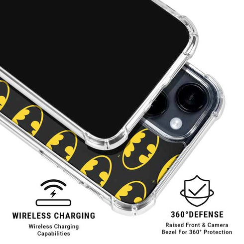 DC Comics Batman Logo Pattern iPhone 15 Clear Case