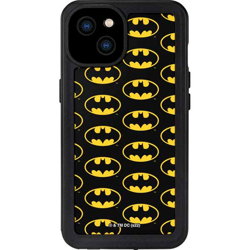 DC Comics Batman Logo Pattern iPhone 15 Plus Waterproof Case