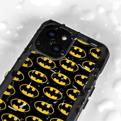 DC Comics Batman Logo Pattern iPhone 15 Plus Waterproof Case