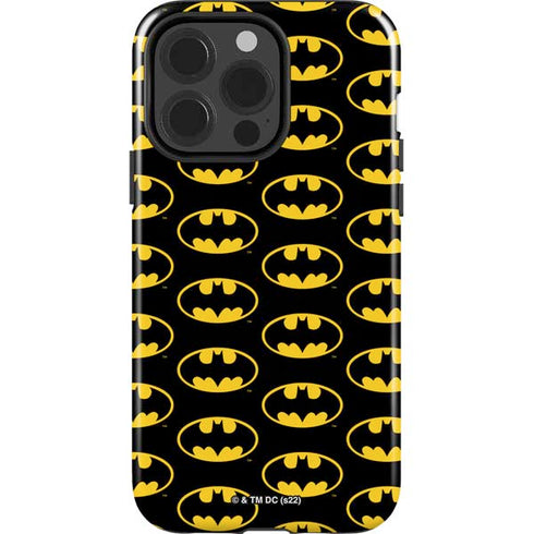 DC Comics Batman Logo Pattern iPhone 15 Pro Impact Case