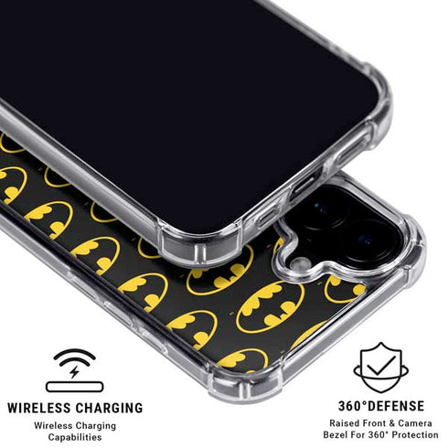 DC Comics Batman Logo Pattern iPhone 16 Clear Case