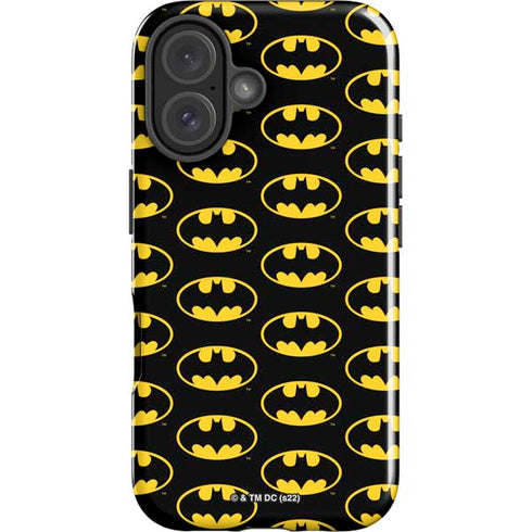 DC Comics Batman Logo Pattern iPhone 16 Impact Case