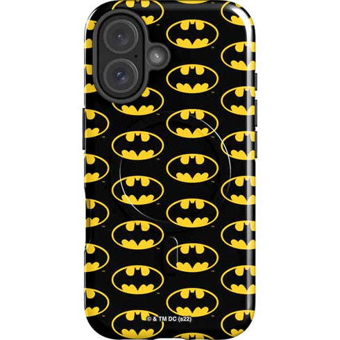 DC Comics Batman Logo Pattern iPhone 16 Magsafe Impact Case
