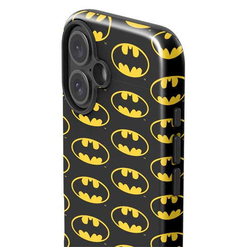 DC Comics Batman Logo Pattern iPhone 16 Plus Impact Case
