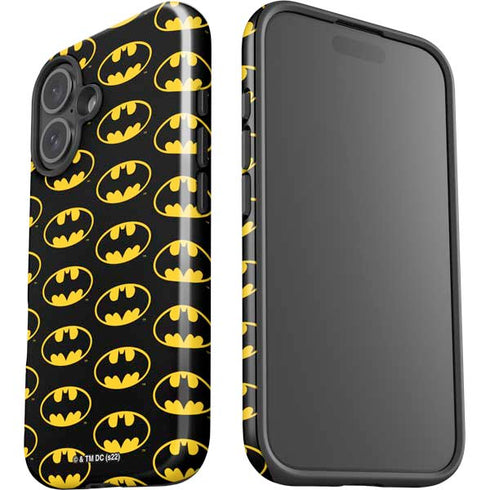 DC Comics Batman Logo Pattern iPhone 16 Plus Impact Case