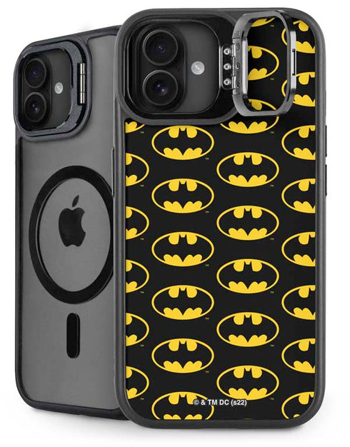 DC Comics Batman Logo Pattern iPhone 16 Plus Kickstand Case