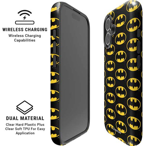 DC Comics Batman Logo Pattern iPhone 16 Plus Magsafe Impact Case
