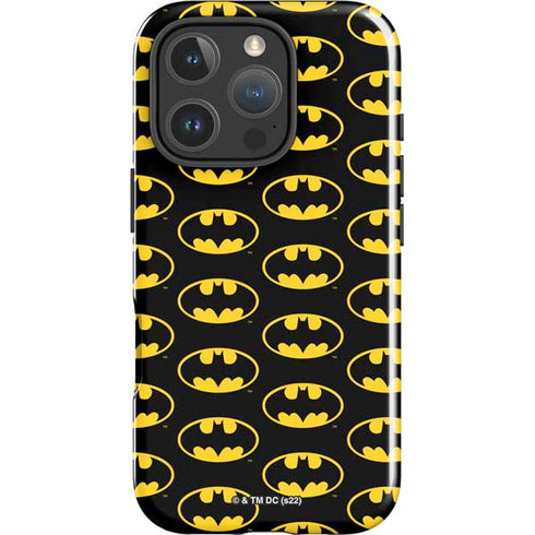 DC Comics Batman Logo Pattern iPhone 16 Pro Impact Case
