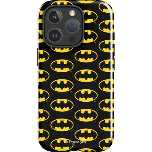 DC Comics Batman Logo Pattern iPhone 16 Pro Max Impact Case