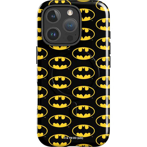 DC Comics Batman Logo Pattern iPhone 16 Pro Max Magsafe Impact Case