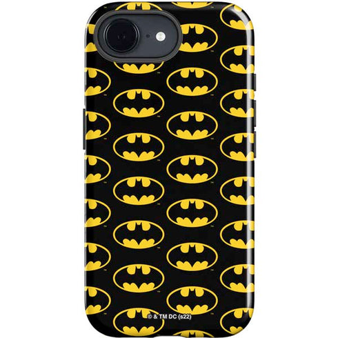 DC Comics Batman Logo Pattern iPhone 16e Impact Case