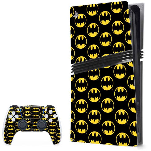 DC Comics Batman Logo Pattern PS5 Pro Bundle Skin