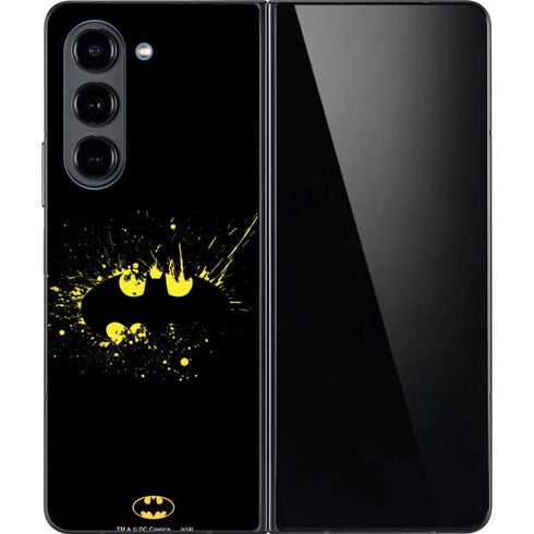 DC Comics Batman Logo Yellow Splash Galaxy Z Fold5 5G Skin